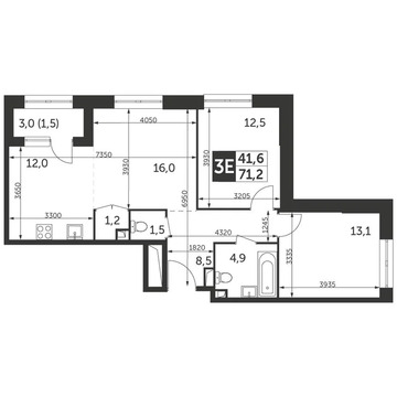 Продам 3-комн. квартиру 71.2 кв.м.