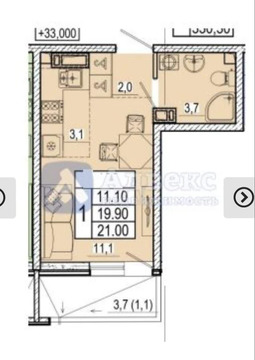 Продается 1-комн. квартира 21 кв.м.