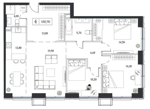 Продам 3-комн. квартиру 100.9 кв.м.