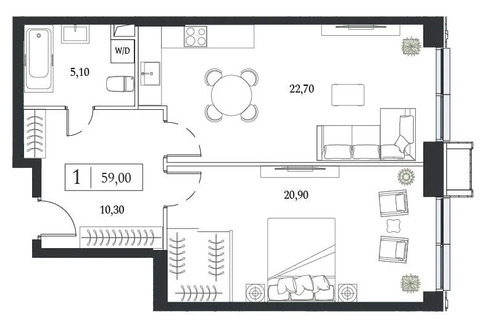 Продам 2-комн. квартиру 59 кв.м.