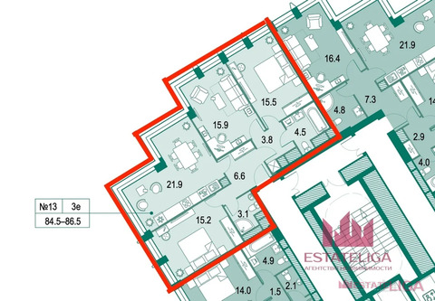 3-комнатная квартира, 86 кв.м., в ЖК "ЗИЛАРТ"