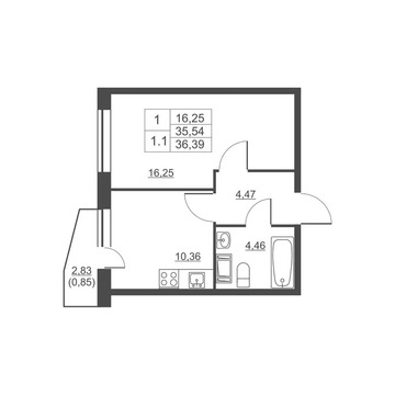 Продам 1-комн. квартиру 35.3 кв.м.