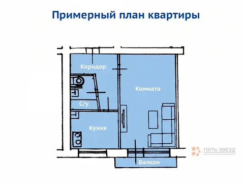 Продается 1-комнатная квартира ул. Комсомольская, 8