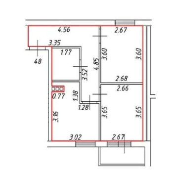 Продам 2-комн. квартиру 42.6 кв.м.
