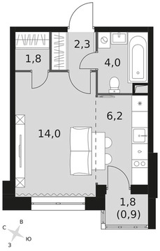 Продается студия 29.2 кв.м.