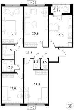 Продам 4-комн. квартиру 109.9 кв.м.