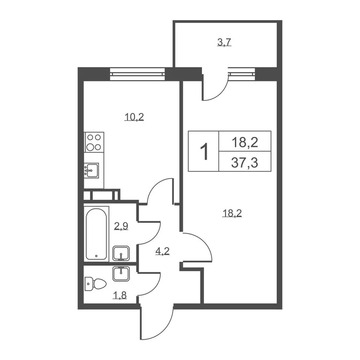 Продам 1-комн. квартиру 37.3 кв.м.