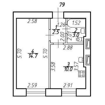 Продам 1-комн. квартиру 30.2 кв.м.