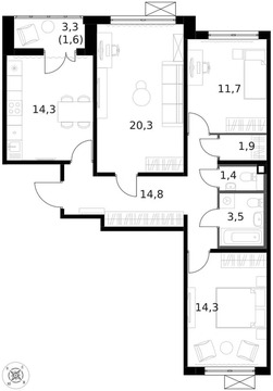 Продам 3-комн. квартиру 84 кв.м.