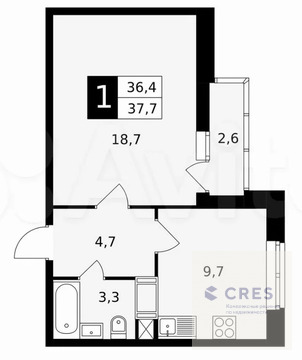 1-комнатная квартира, 38 кв.м. 1-комнатная квартира, 38 кв.м.