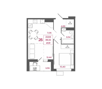Продается квартира, 41.91 м