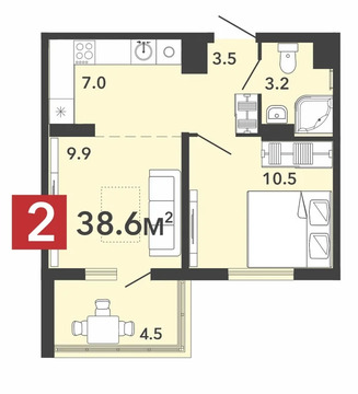 Продается квартира, 38.6 м