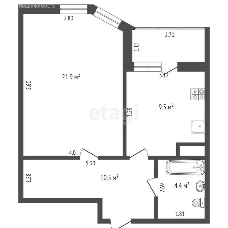 1-комнатная квартира: Клин, улица Чайковского, 60к2 (46.3 м) - Фото 0