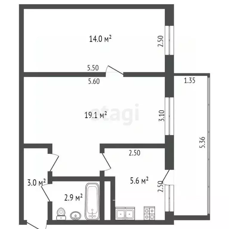 2-к кв. Орловская область, Орел Планерная ул., 51 (51.8 м) - Фото 1
