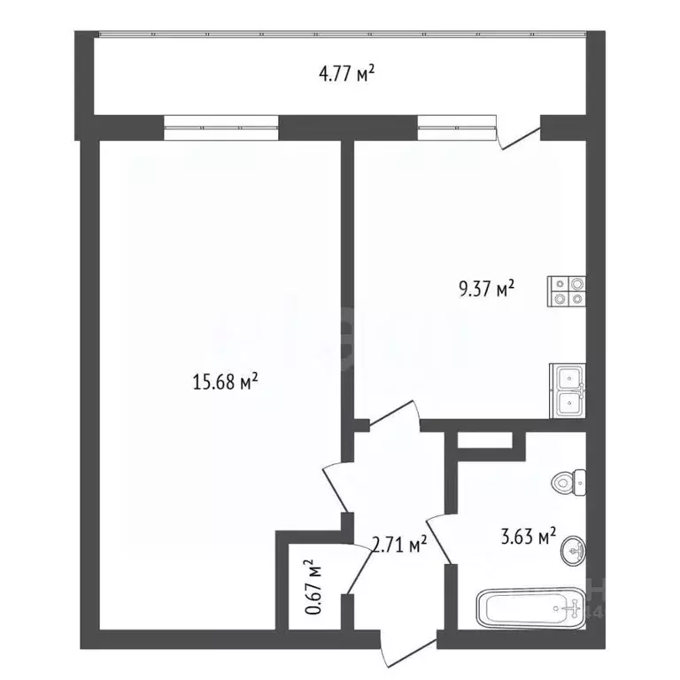 1-к кв. Тюменская область, Тюмень ул. Новоселов, 107к2 (34.0 м) - Фото 1