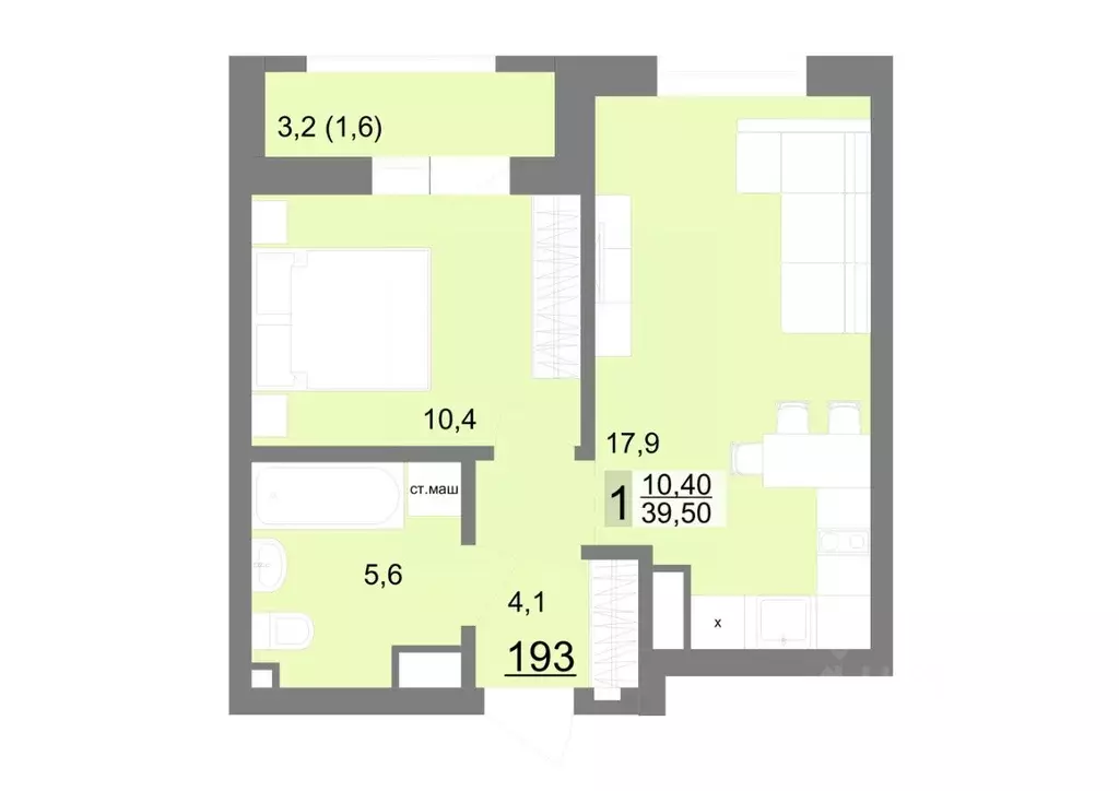 1-к кв. Свердловская область, Екатеринбург ул. Металлургов, 63/1 (39.5 ... - Фото 1