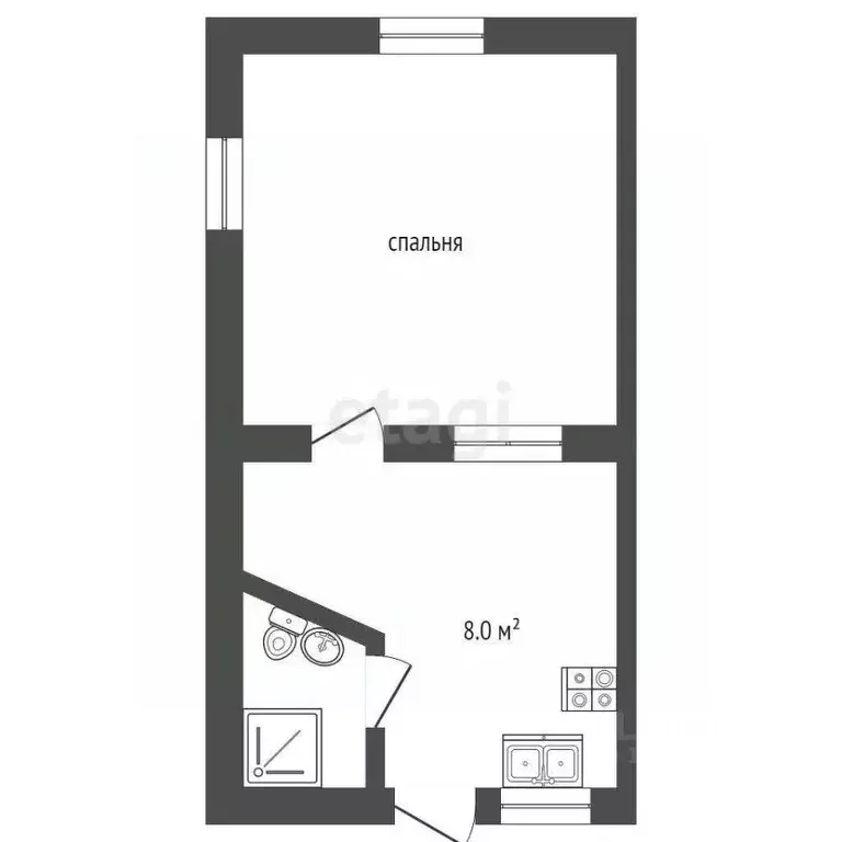 1-к кв. Крым, Ялта ул. Кучера, 3 (43.7 м) - Фото 1