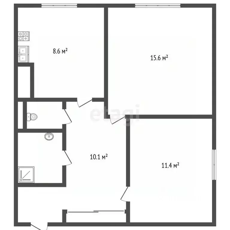 2-к кв. Санкт-Петербург, Санкт-Петербург, Кронштадт Кронштадтское ш., ... - Фото 2