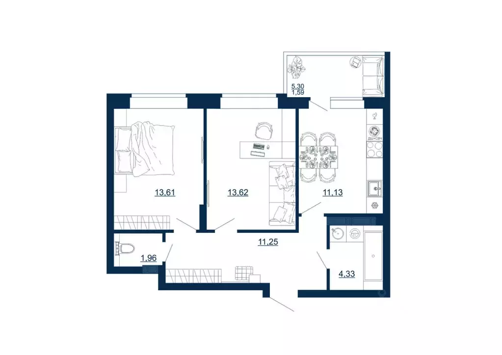2-к кв. Воронежская область, Воронеж Московский просп., 66 (57.49 м) - Фото 1