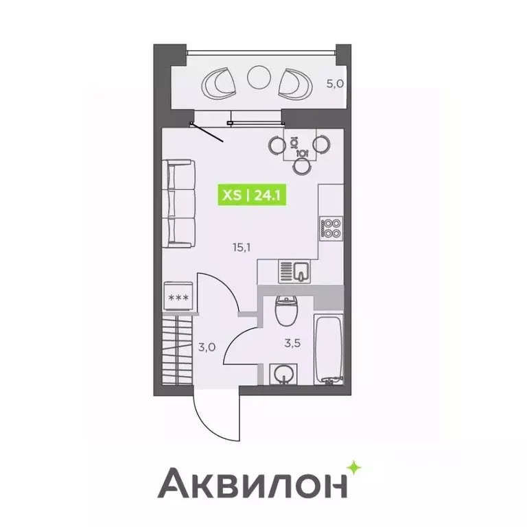 Студия Санкт-Петербург бул. Головнина, 4 (24.1 м) - Фото 1