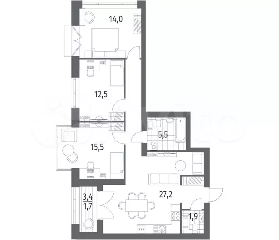 3-к. квартира, 89 м, 10/11 эт. - Фото 0