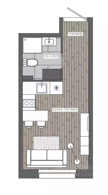 1-к кв. Ханты-Мансийский АО, Сургут 30А мкр,  (19.49 м) - Фото 0