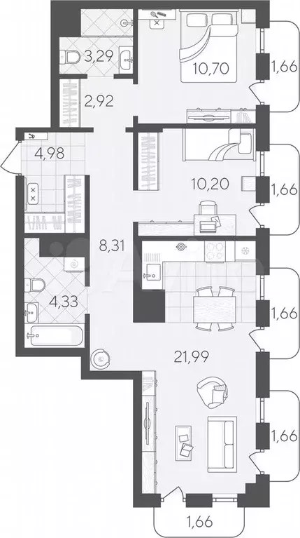 2-к. квартира, 75 м, 13/24 эт. - Фото 0