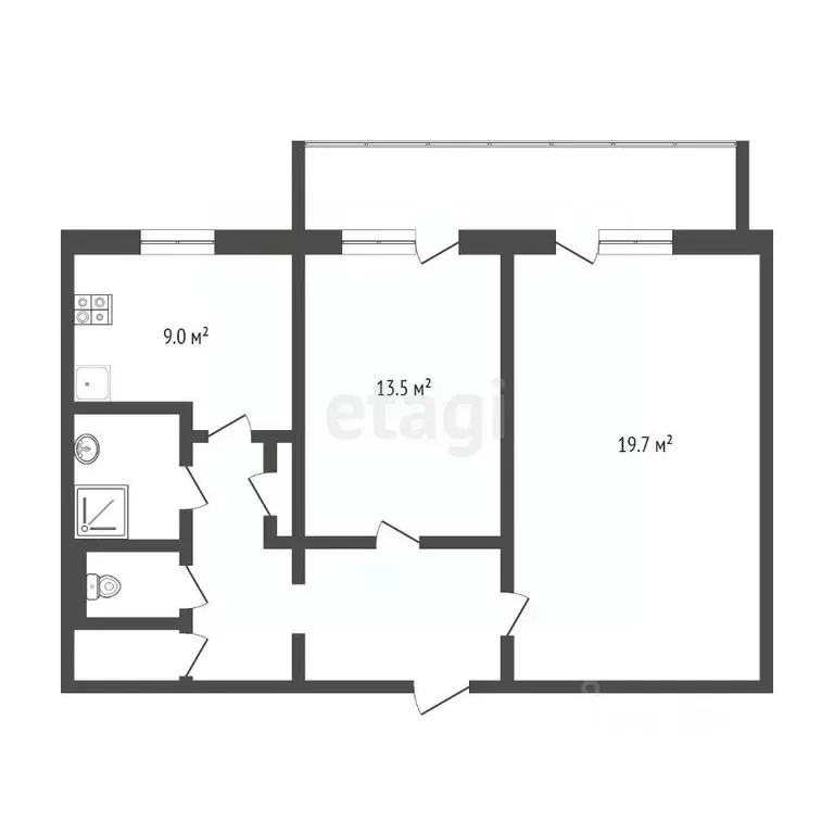 2-к кв. Тюменская область, Тюмень ул. Монтажников, 16 (54.2 м) - Фото 2