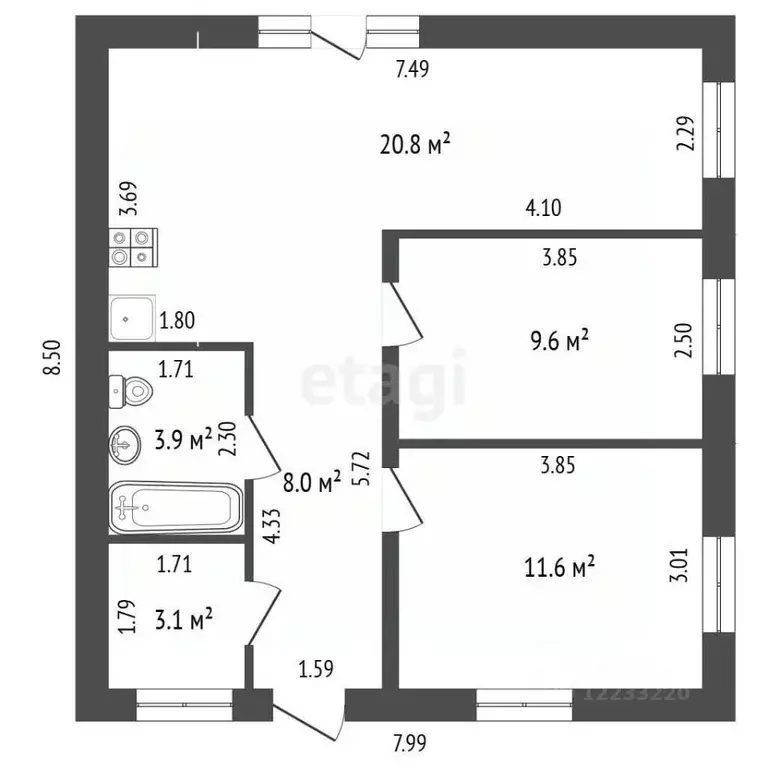 Дом в Свердловская область, Сысерть Ветеран КС, 24 (60 м) - Фото 2