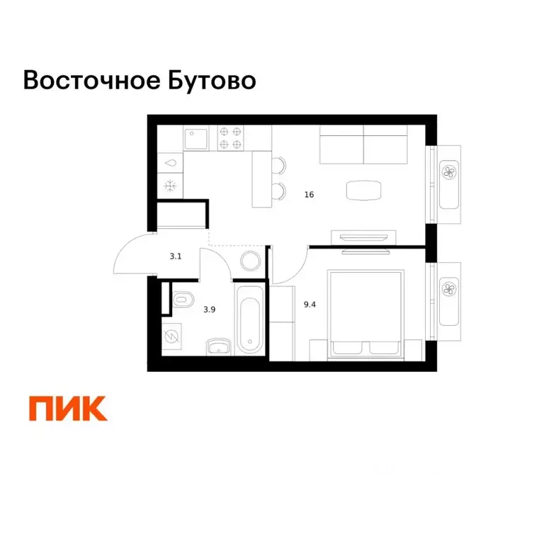 1-к кв. Московская область, Ленинский городской округ, Боброво пгт ... - Фото 1
