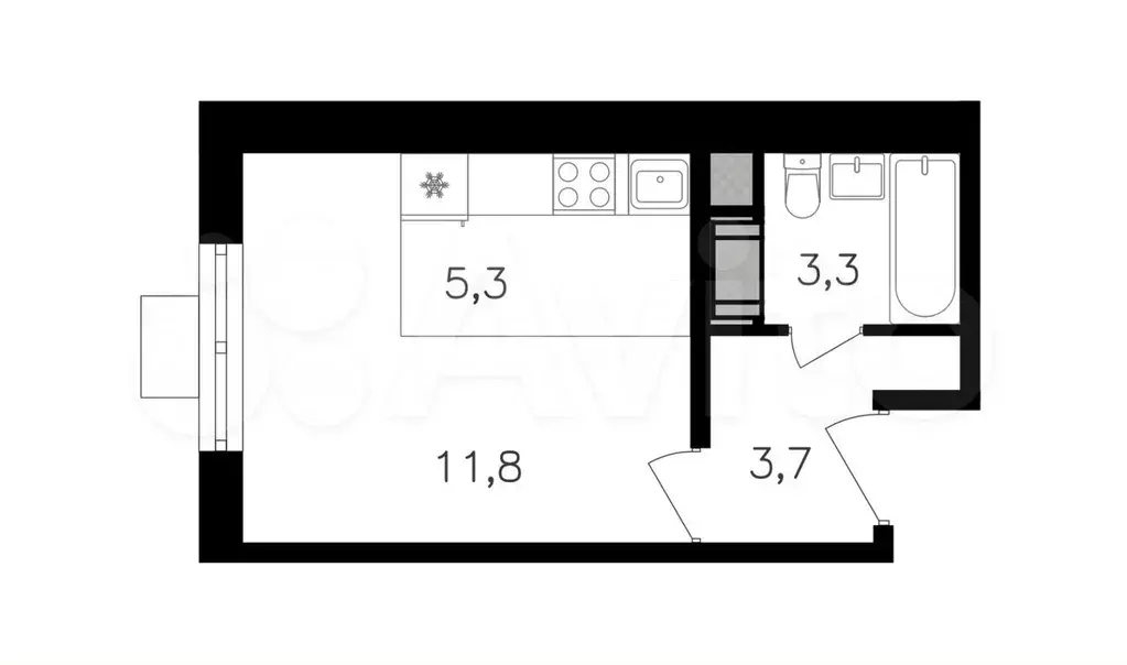 Квартира-студия, 24,1 м, 26/27 эт. - Фото 0