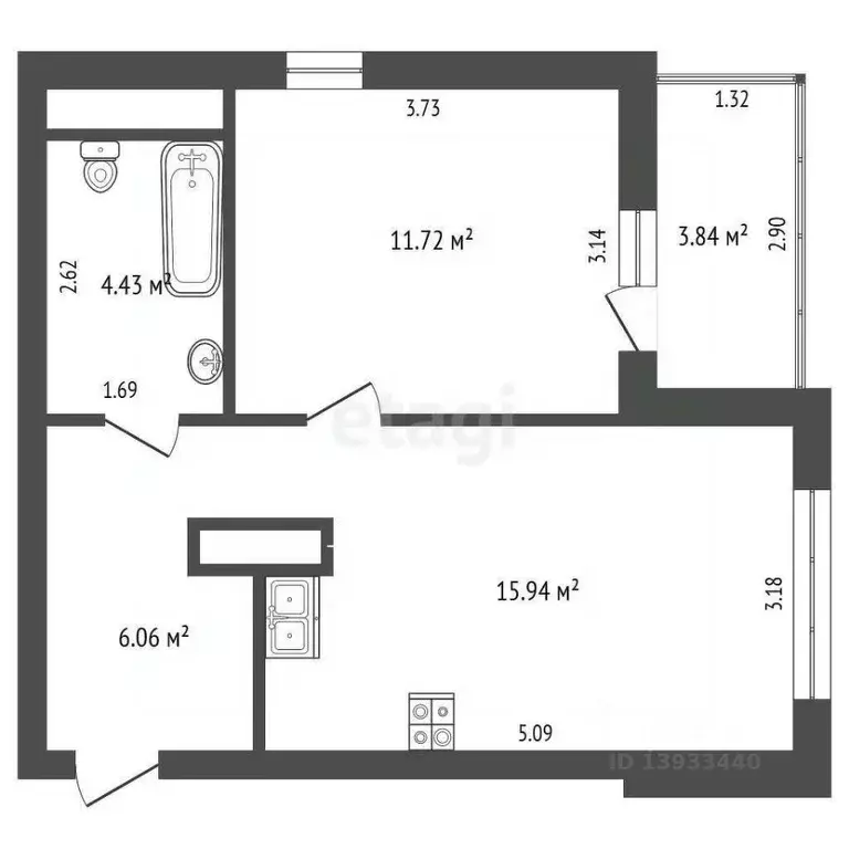 1-к кв. Тюменская область, Тюменский муниципальный округ, д. Патрушева ... - Фото 2