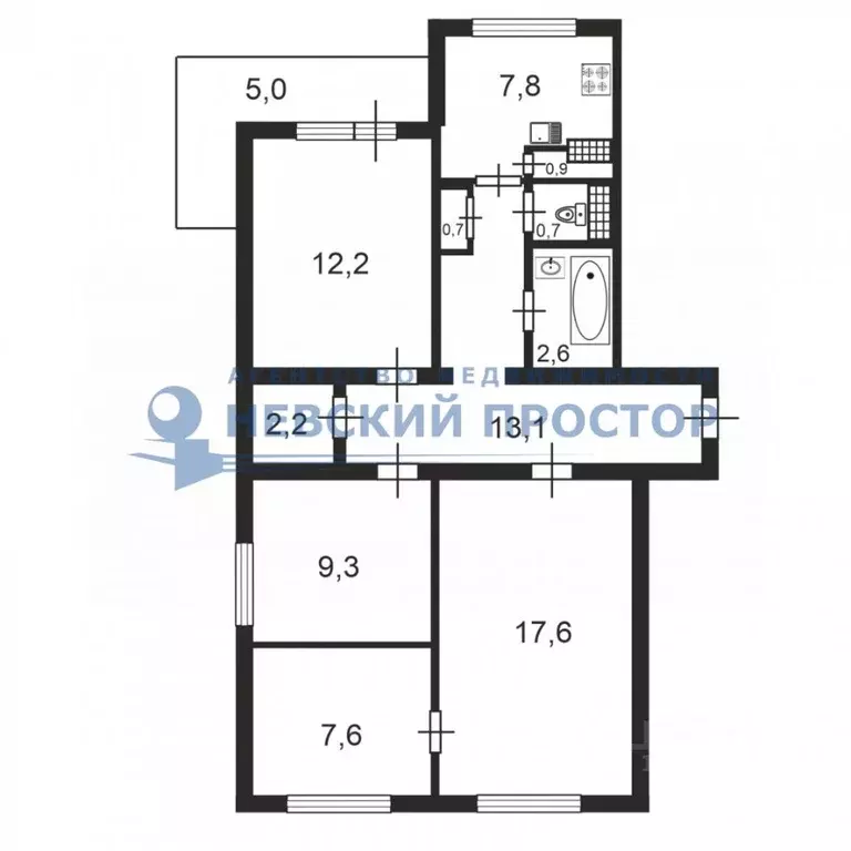 4-к кв. Санкт-Петербург Белорусская ул., 12К1 (75.0 м) - Фото 1