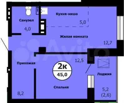 2-к. квартира, 45 м, 9/26 эт. - Фото 0