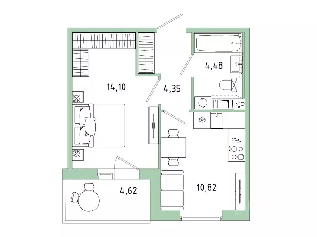 1-к кв. Ленинградская область, Гатчина Въезд мкр,  (36.06 м) - Фото 1