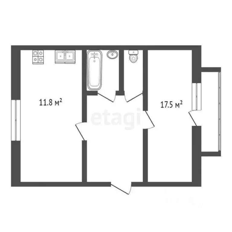1-к кв. Вологодская область, Вологодский муниципальный округ, пос. ... - Фото 2