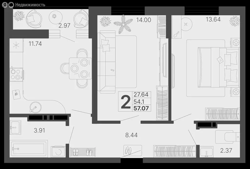 2-комнатная квартира: Сочи, Краснодонская улица, 46/1 (55.6 м) - Фото 0