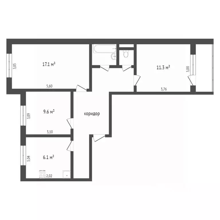 3-к кв. Тюменская область, Тобольск 10-й мкр, 36 (65.0 м) - Фото 2