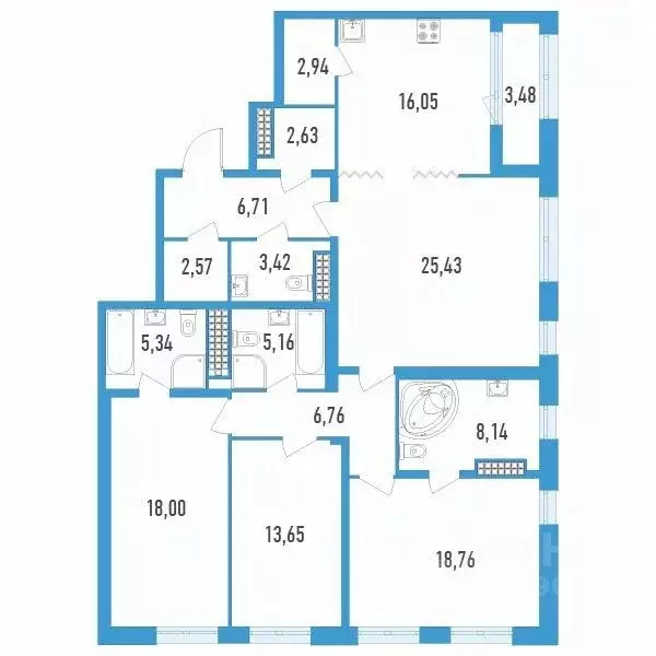 4-к кв. Санкт-Петербург Дефанс жилой комплекс (137.3 м) - Фото 0