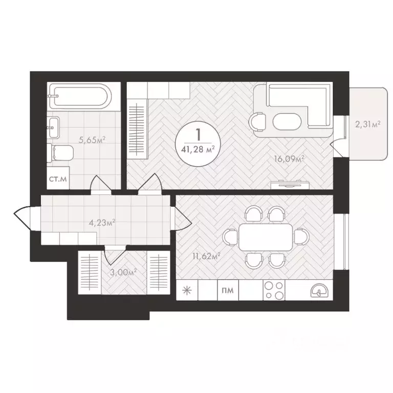1-к кв. Башкортостан, Уфа Южный-2 мкр,  (41.28 м) - Фото 0