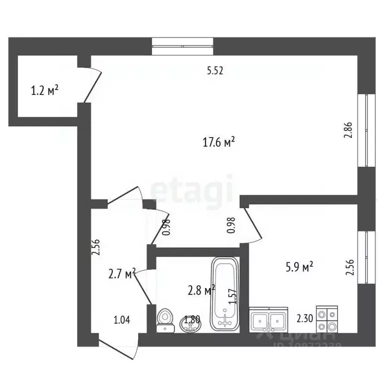 1-к кв. Башкортостан, Стерлитамак ул. Тукаева, 5А (30.2 м) - Фото 2