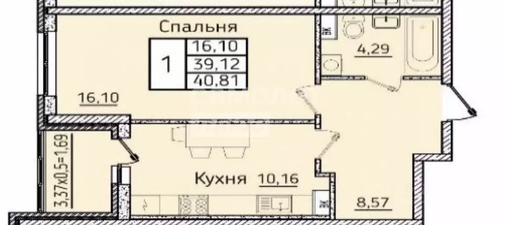 1-к кв. Краснодарский край, Новороссийск ул. Котанова, 7к3 (40.8 м) - Фото 1