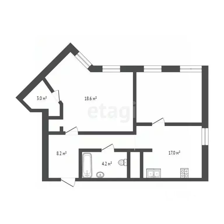 2-к кв. тюменская область, тюмень новгородская ул, 1 (62.0 м) - Фото 0