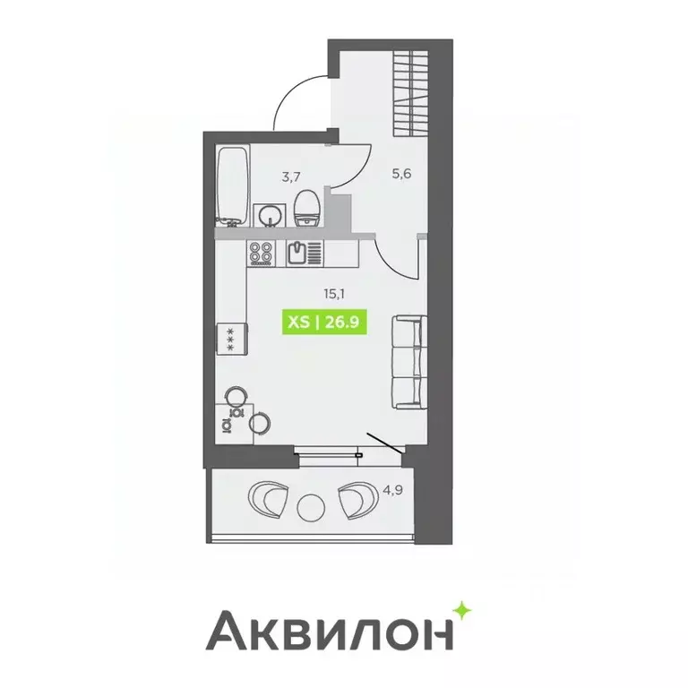 Студия Санкт-Петербург бул. Головнина, 4 (26.9 м) - Фото 0