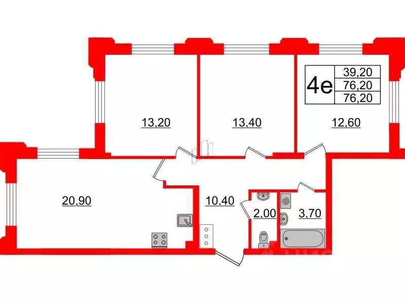 2-к кв. Санкт-Петербург ул. Дыбенко, 2 (75.0 м) - Фото 0