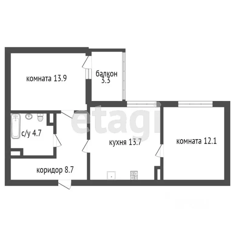 2-к кв. Костромская область, Кострома ул. Шагова, 150 (48.0 м) - Фото 0