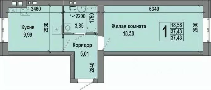 1-к кв. Волгоградская область, Волгоград Долина-2 жилрайон,  (37.43 м) - Фото 0