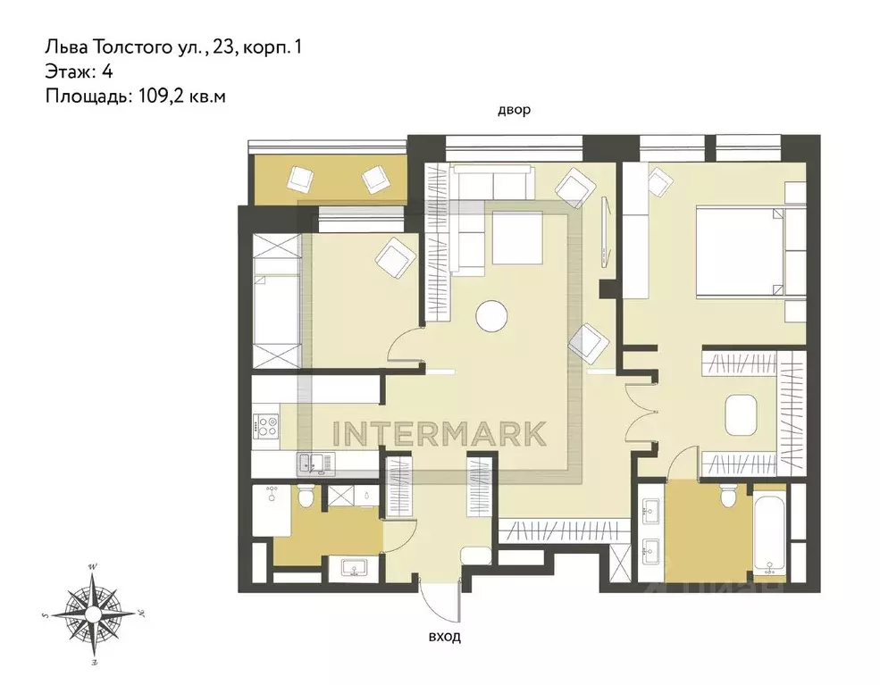 3-к кв. Москва ул. Льва Толстого, 23к1 (109.2 м) - Фото 2