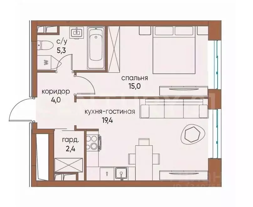 1-к кв. Москва ул. Нижние Мневники, 16к4 (46.1 м) - Фото 2