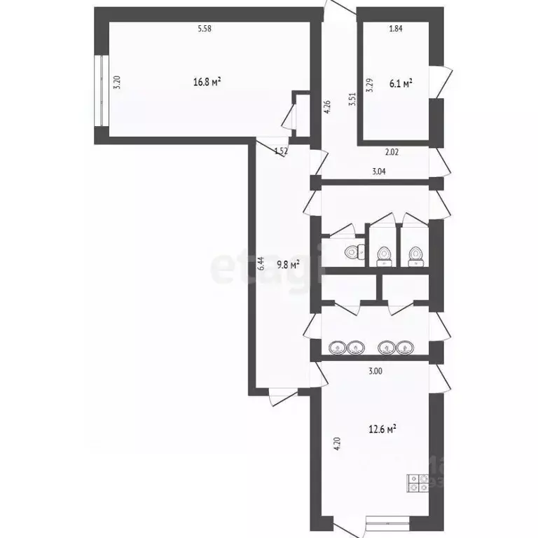 Комната Тюменская область, Тюмень проезд Геологоразведчиков, 55 (17.7 ... - Фото 2